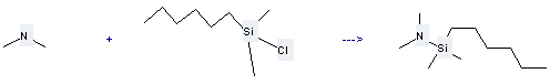 Silane, chlorohexyldimethyl- and Dimethylamine can be used to produce Dimethylamino-n-hexyldimethylsilan 